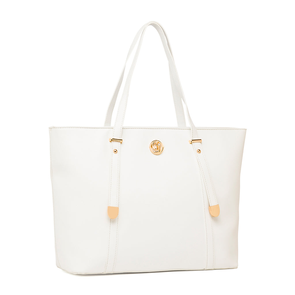 Borsa a spalla bianca da Donna con logo in metallo Carrera Jeans