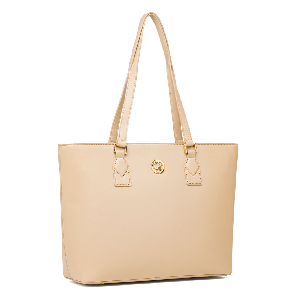 Borsa a spalla Beige da Donna con logo in metallo Carrera Jeans