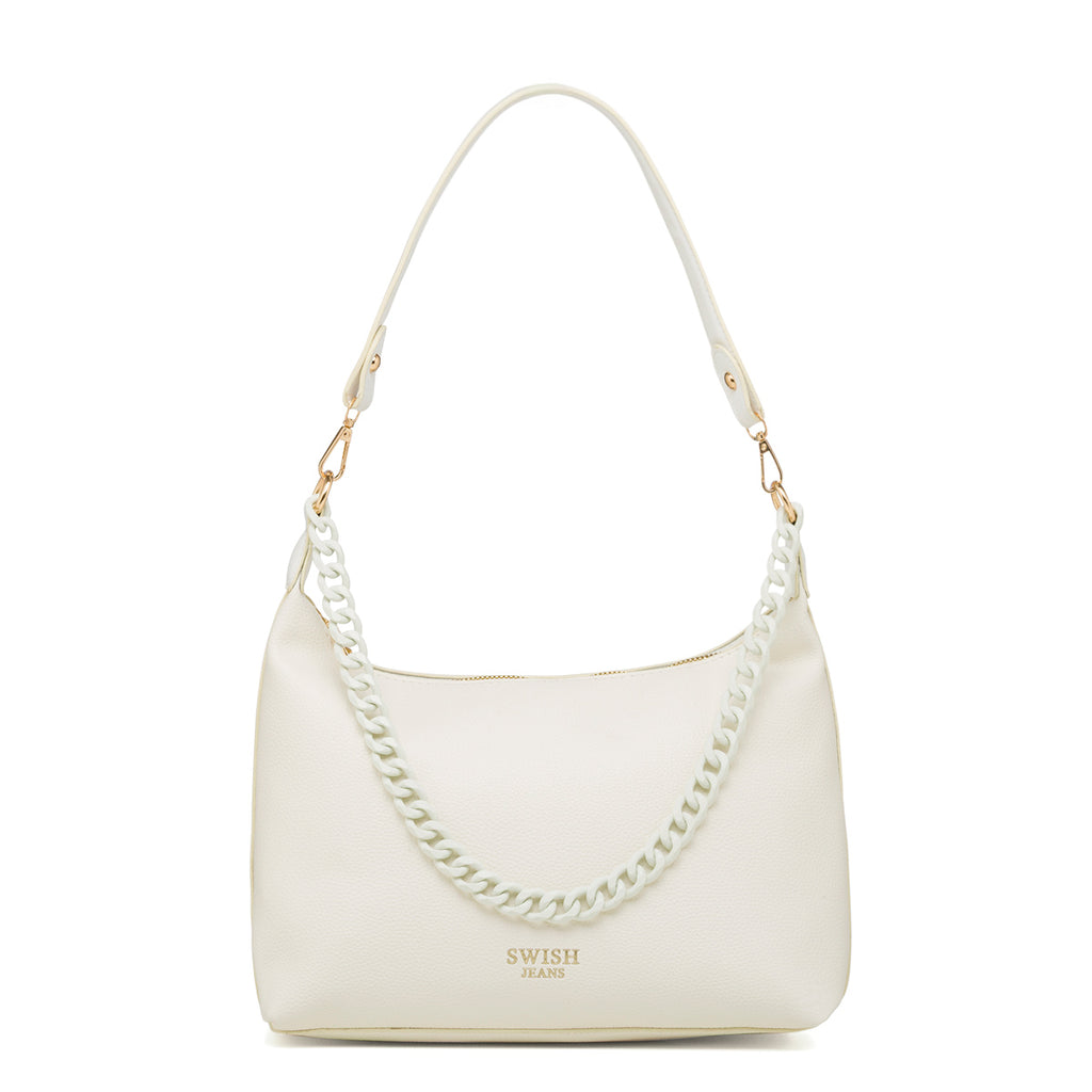 Borsa a spalla bianco off-white da Donna con catena Swish Jeans