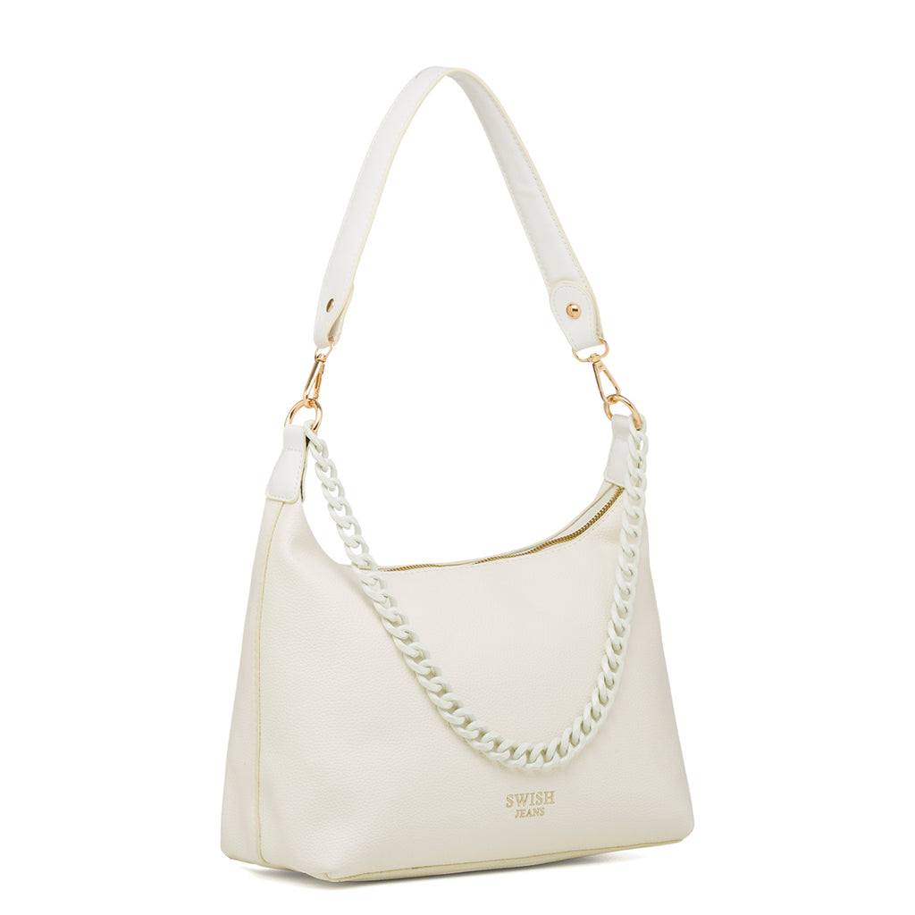 Borsa a spalla bianco off-white da Donna con catena Swish Jeans