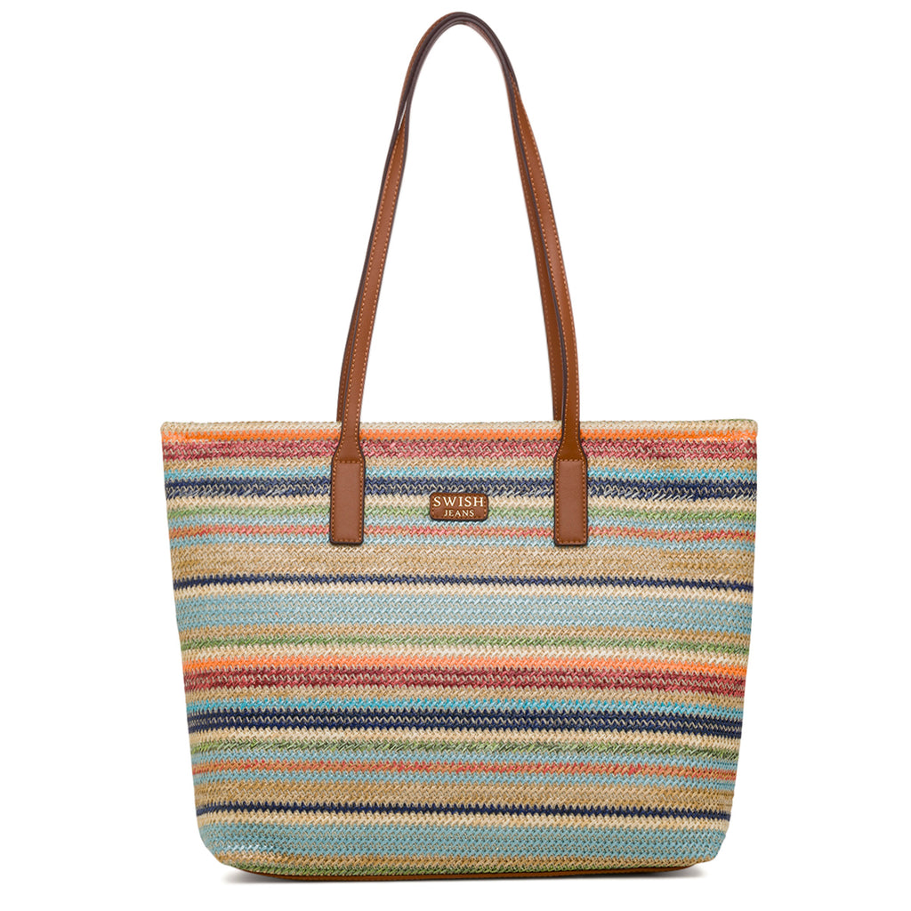 Borsa a spalla da donna multicolore effetto rafia Swish Jeans