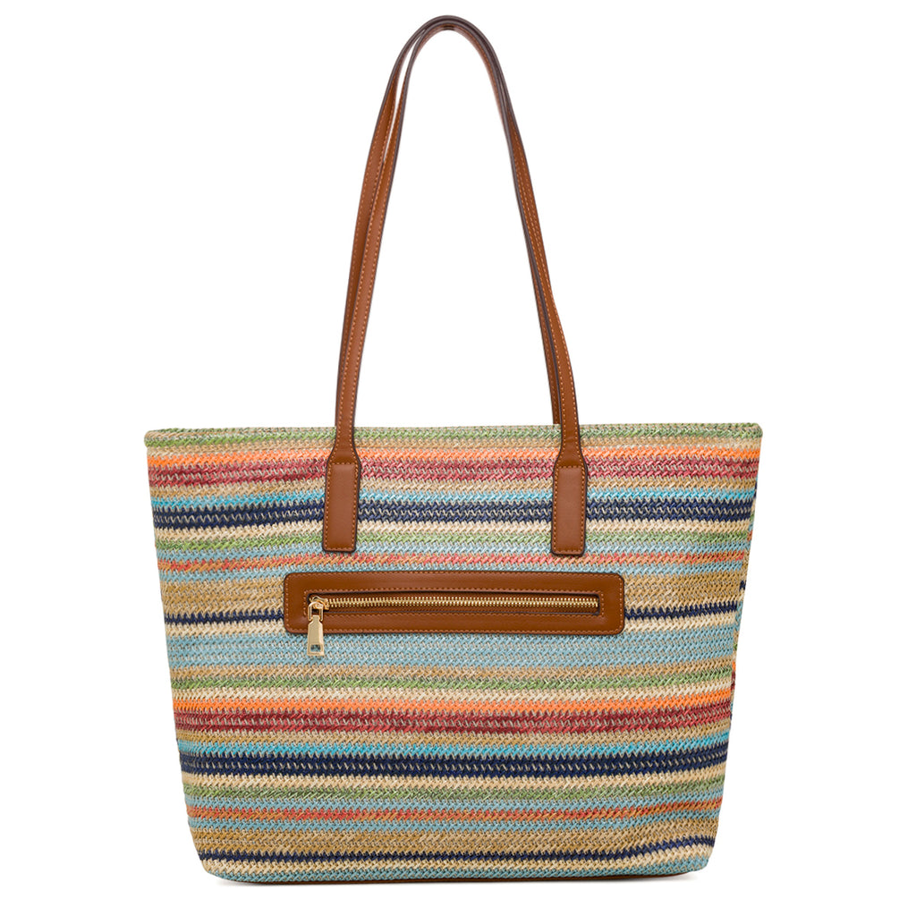 Borsa a spalla da donna multicolore effetto rafia Swish Jeans