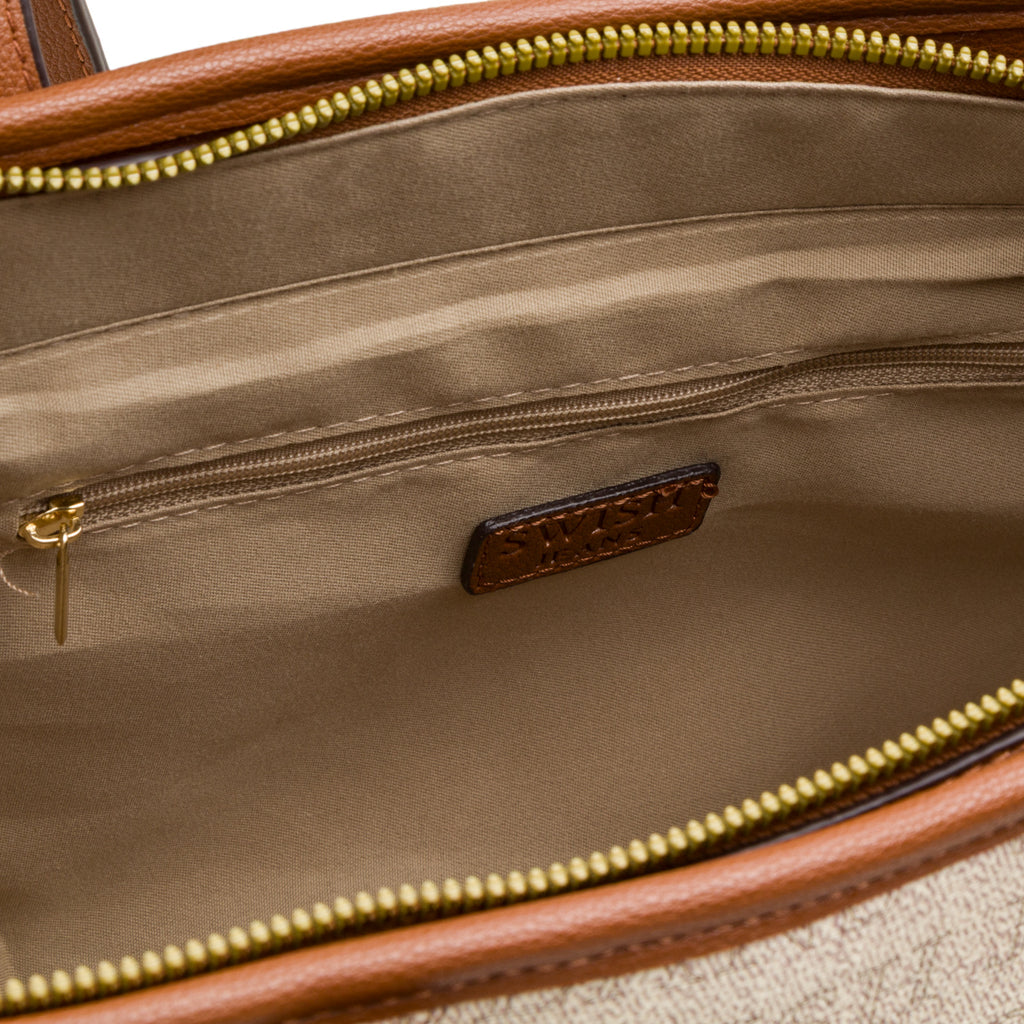 Borsa a spalla da donna beige e con dettagli marroni Swish Jeans