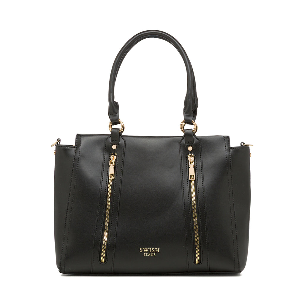 Borsa a spalla nera da Donna con dettagli zip Swish Jeans