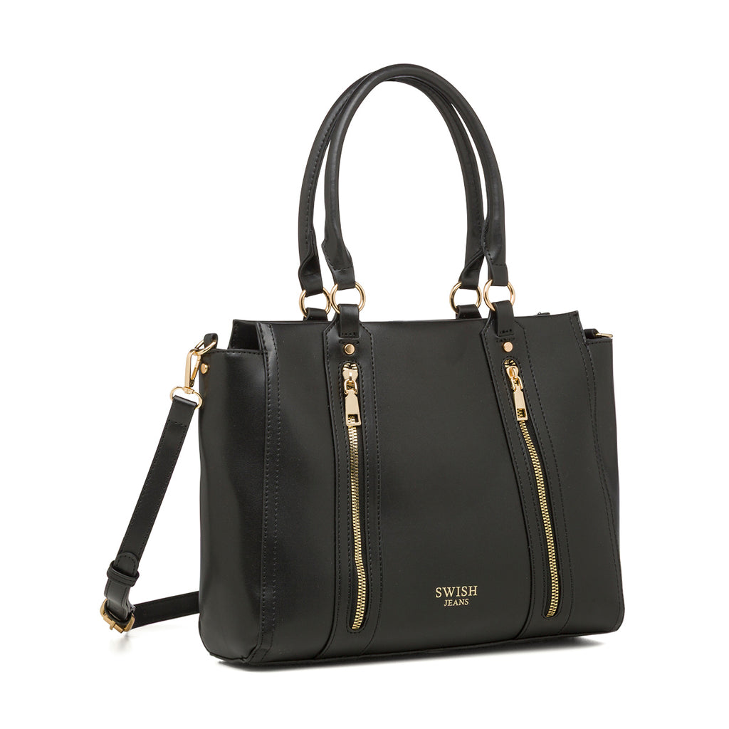 Borsa a spalla nera da Donna con dettagli zip Swish Jeans