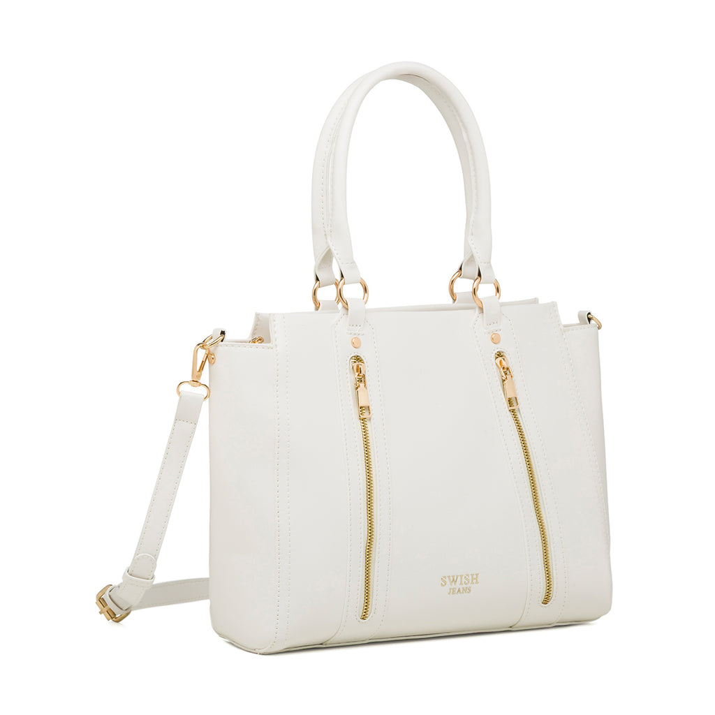 Borsa a spalla bianca da Donna con dettaglio zip Swish Jeans