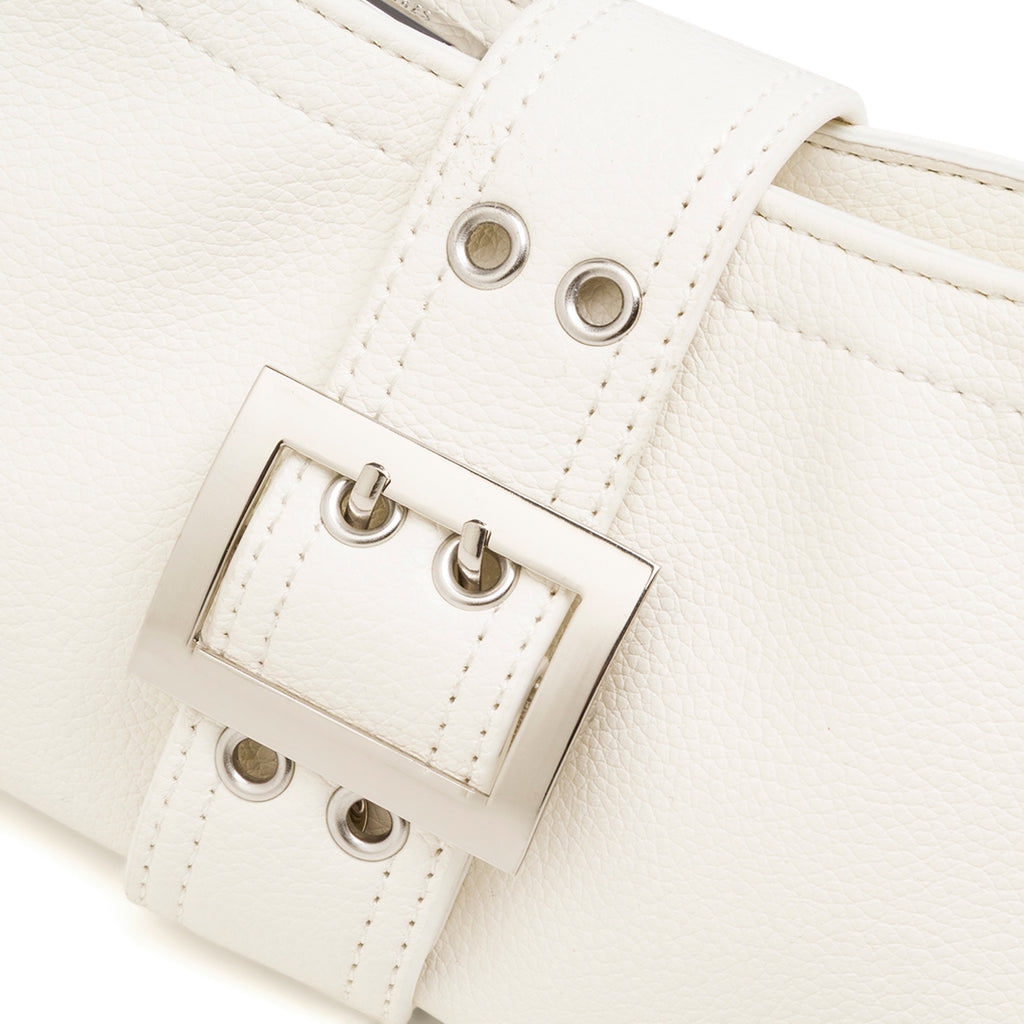 Borsa a Spalla Bianca da Donna con Borchie e Fibbia frontale Lora Ferres