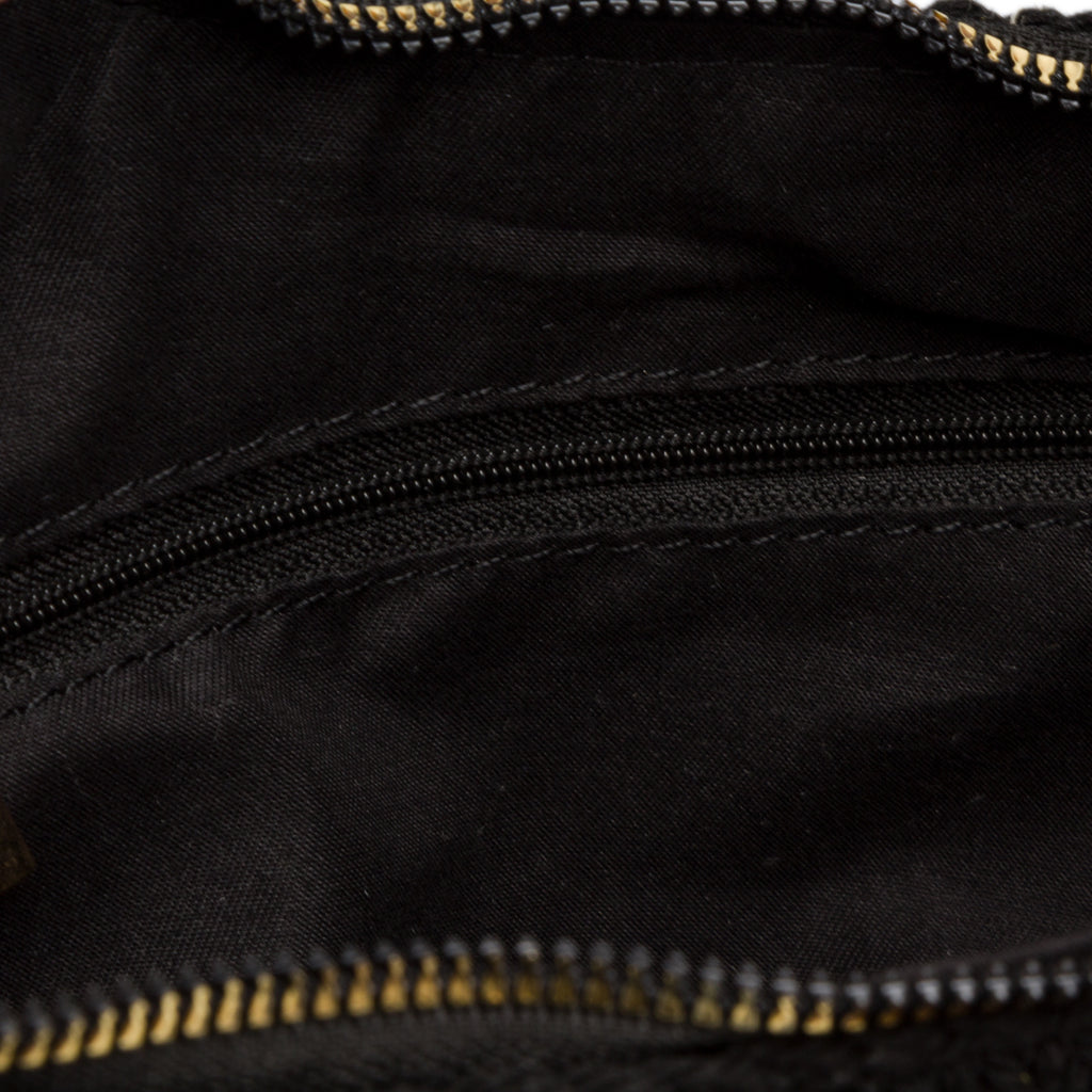 Borsa a spalla nera da Donna in tessuto intrecciato effetto crochet e logo Lora Ferres