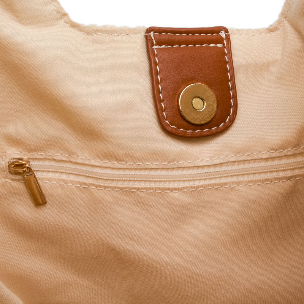 Borsa a spalla bianca da Donna in tessuto intrecciato effetto crochet Lora Ferres