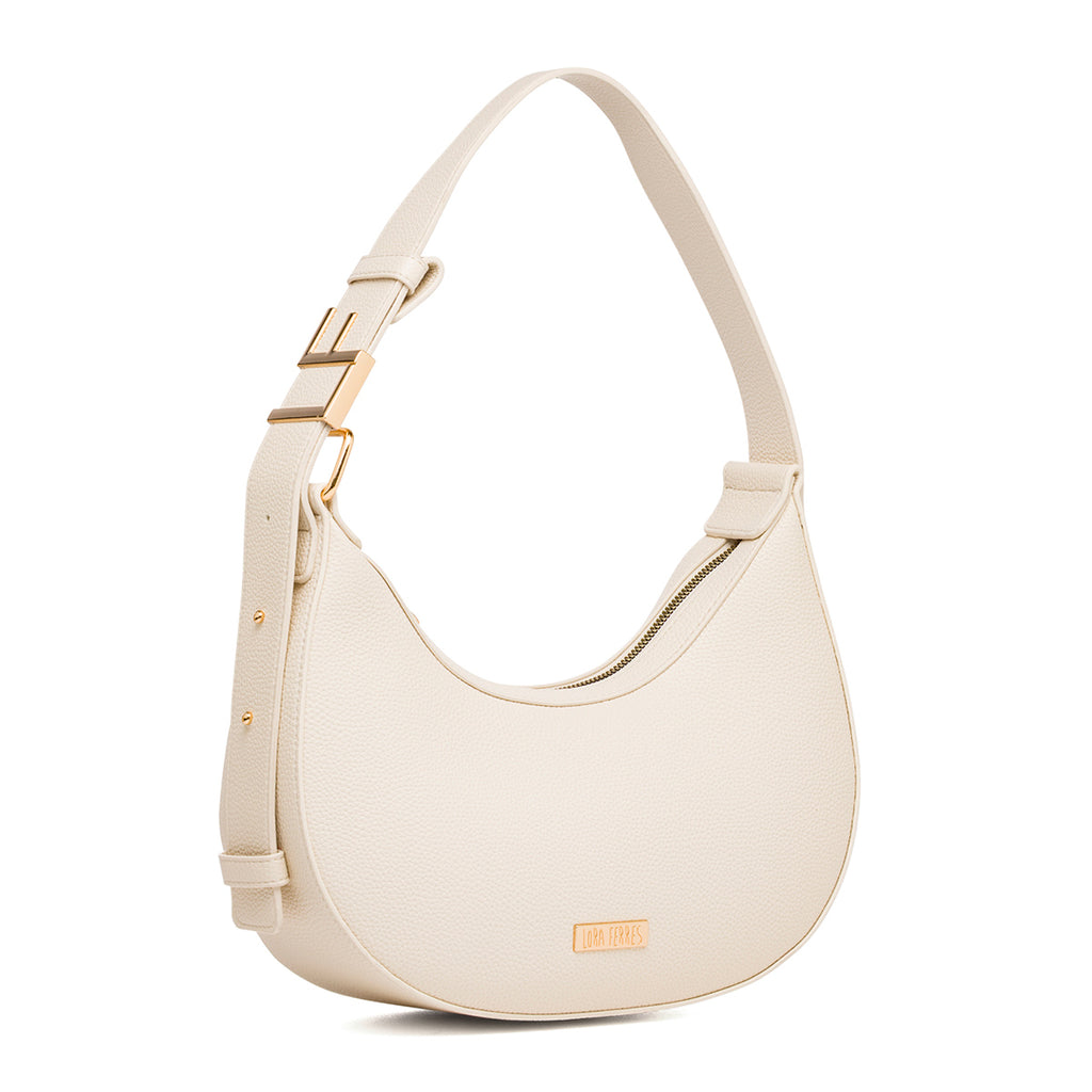 Borsa a spalla bianco off-white da Donna con logo in metallo Lora Ferres