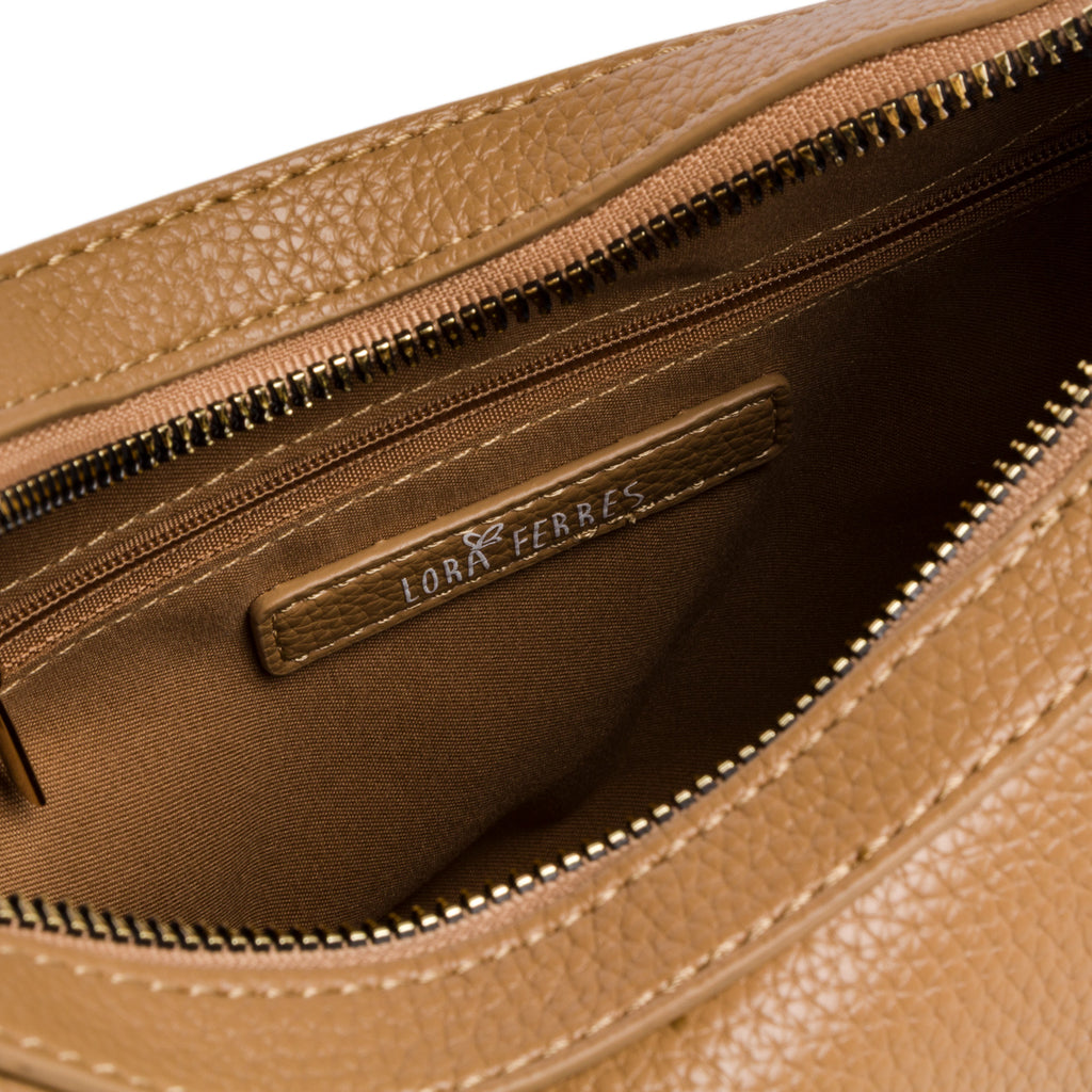 Borsa a spalla Beige da Donna con logo in metallo Lora Ferres