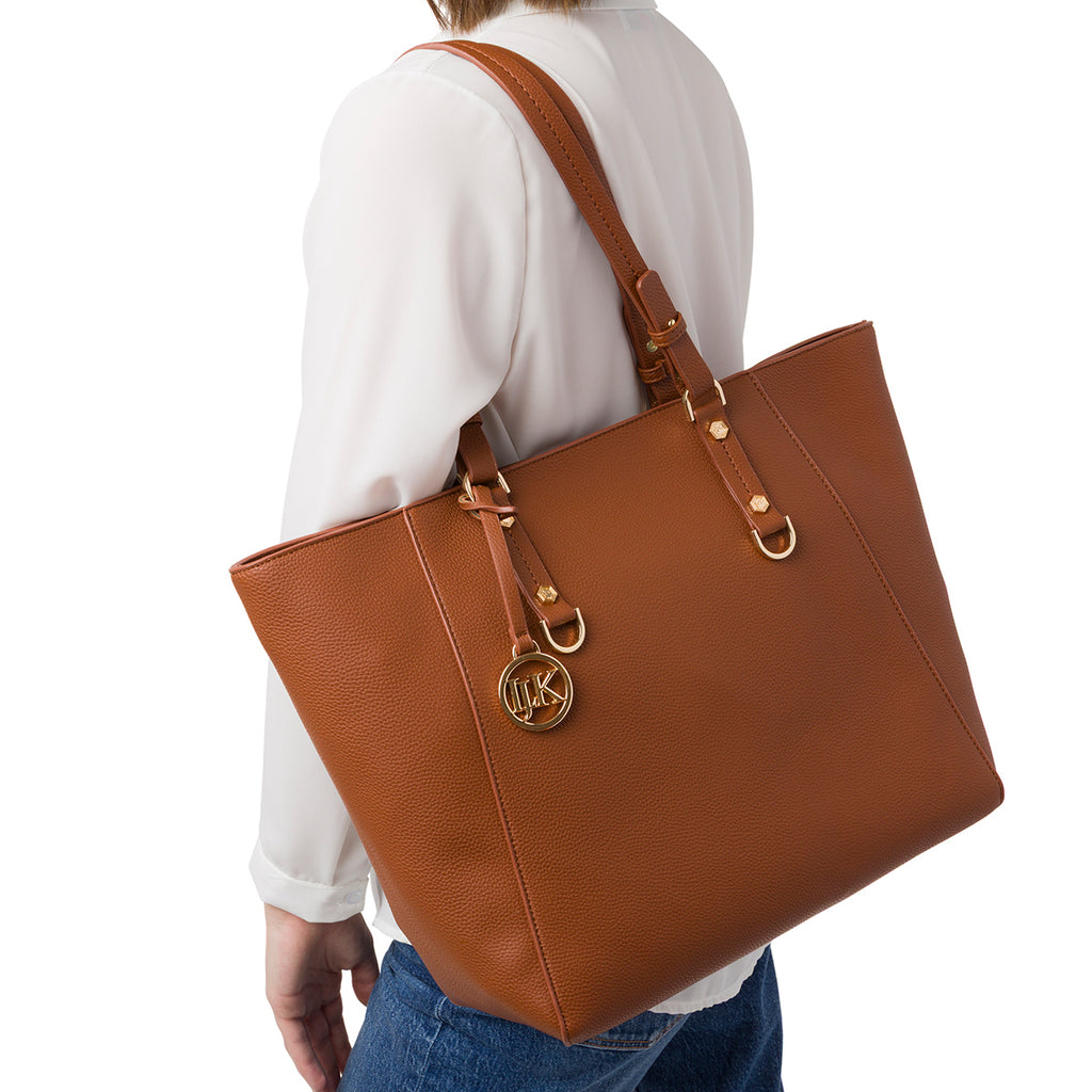Borsa a spalla marrone da Donna con logo pendente dorato Lumberjack