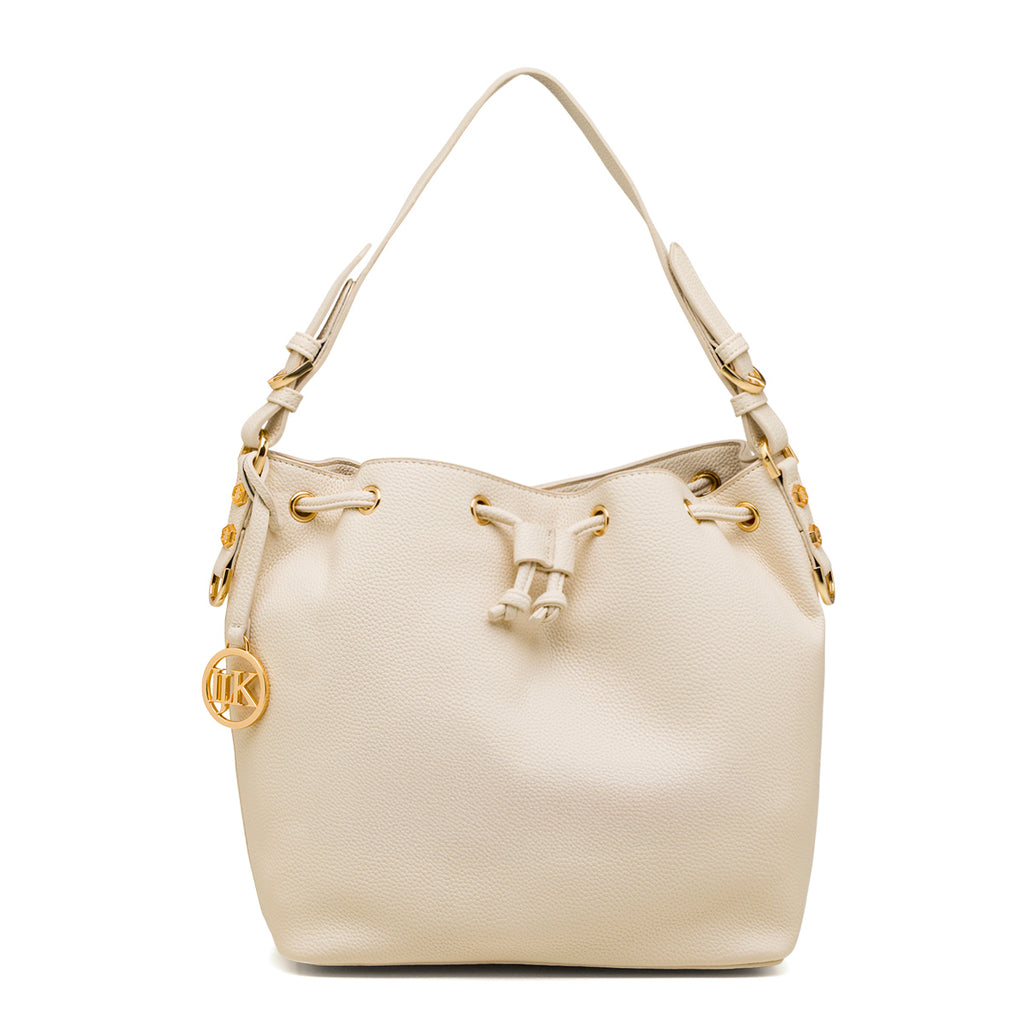 Borsa a spalla da Donna bianco off-white con dettaglio logo pendente in metallo Lumberjack