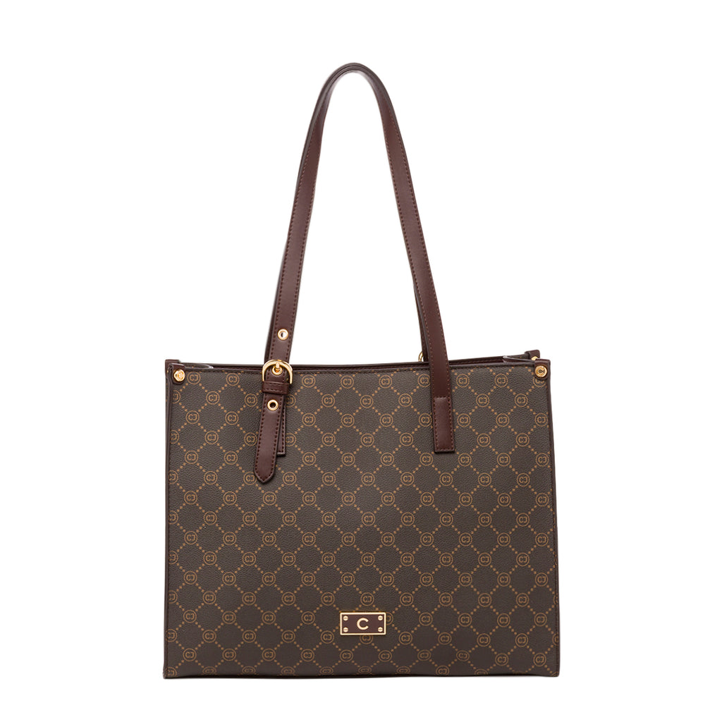 Borsa a spalla marrone da Donna con logo frontale Carrera