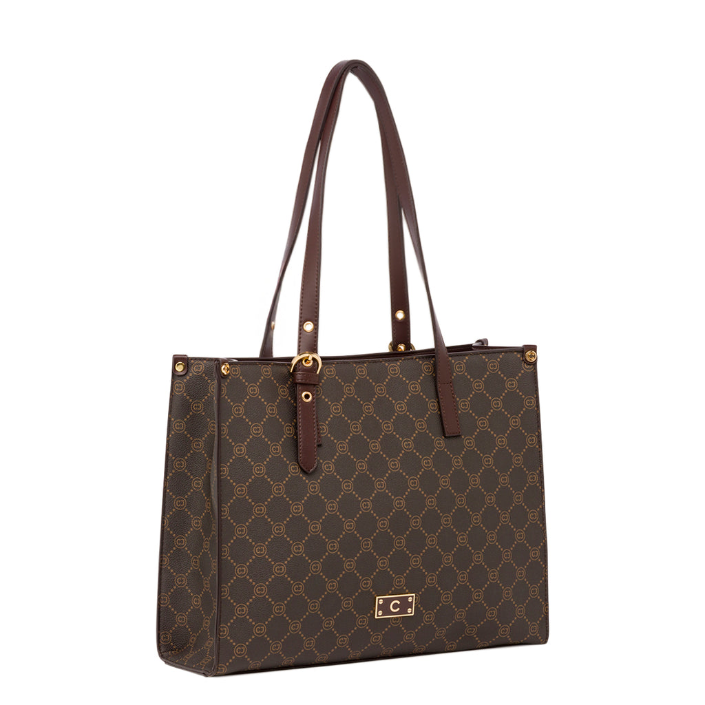 Borsa a spalla marrone da Donna con logo frontale Carrera