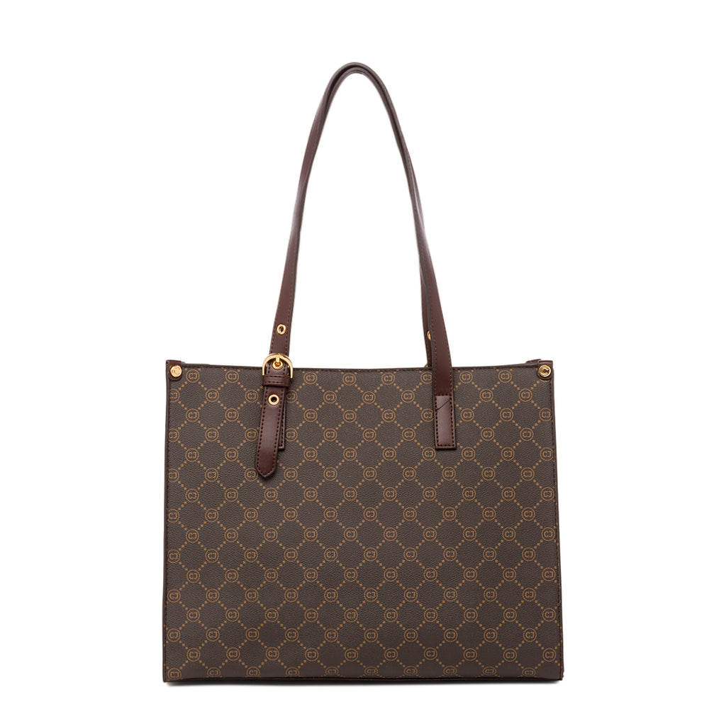 Borsa a spalla marrone da Donna con logo frontale Carrera