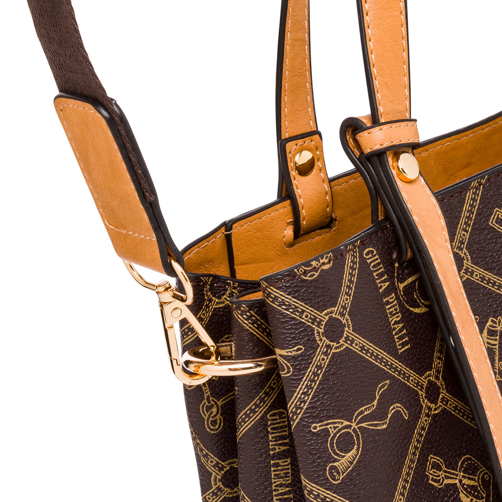 Borsa a spalla marrone da Donna con stampa All Over Giulia Pieralli