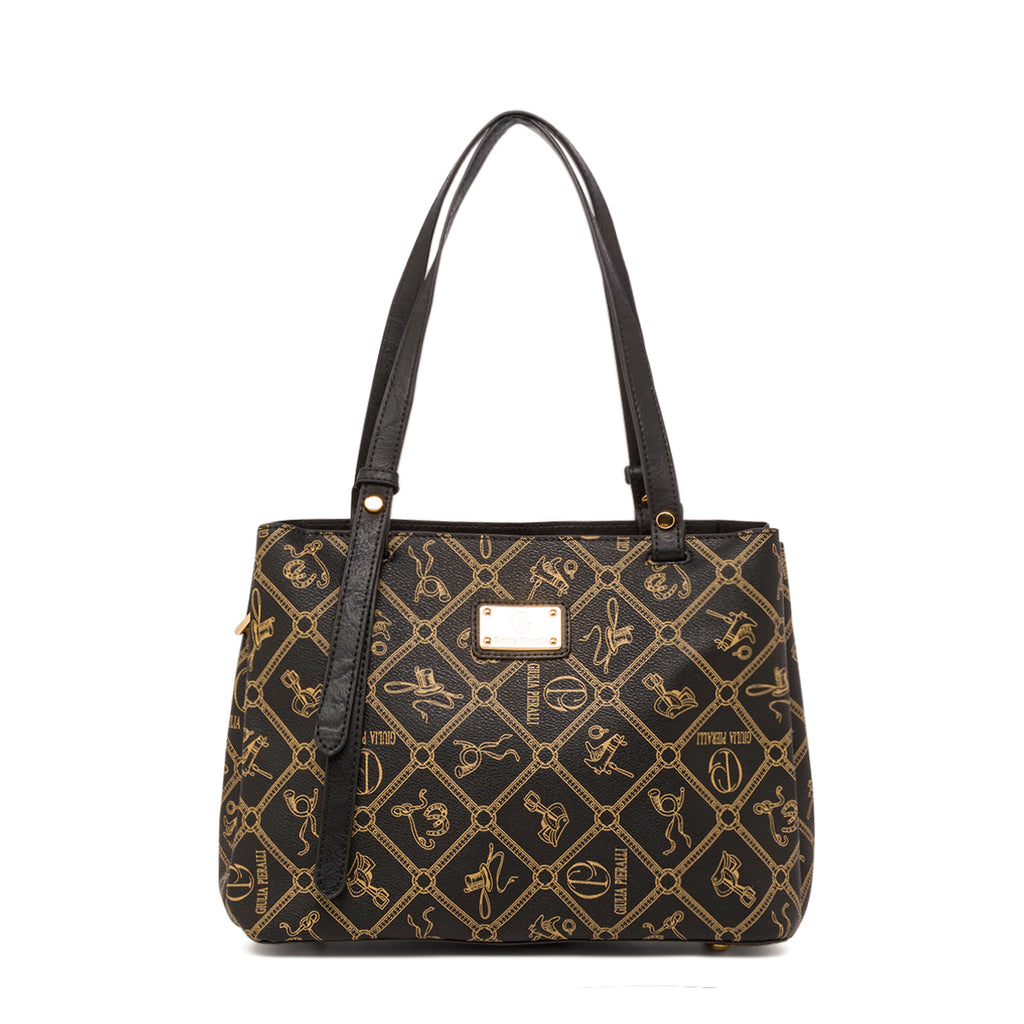 Borsa a spalla nera da Donna con stampa All Over Giulia Pieralli