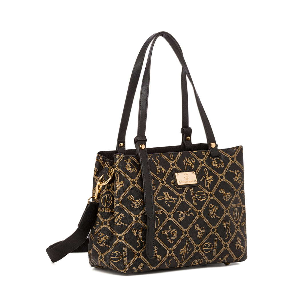 Borsa a spalla nera da Donna con stampa All Over Giulia Pieralli