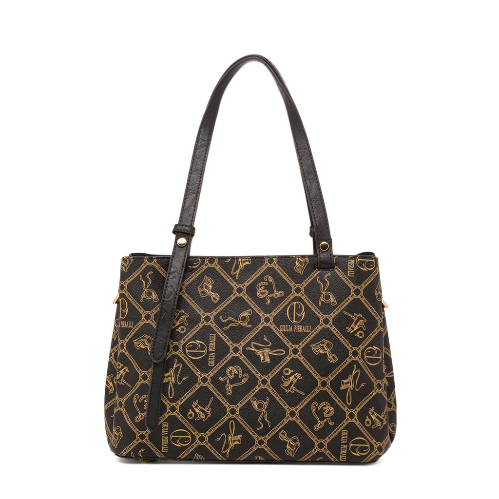 Borsa a spalla nera da Donna con stampa All Over Giulia Pieralli