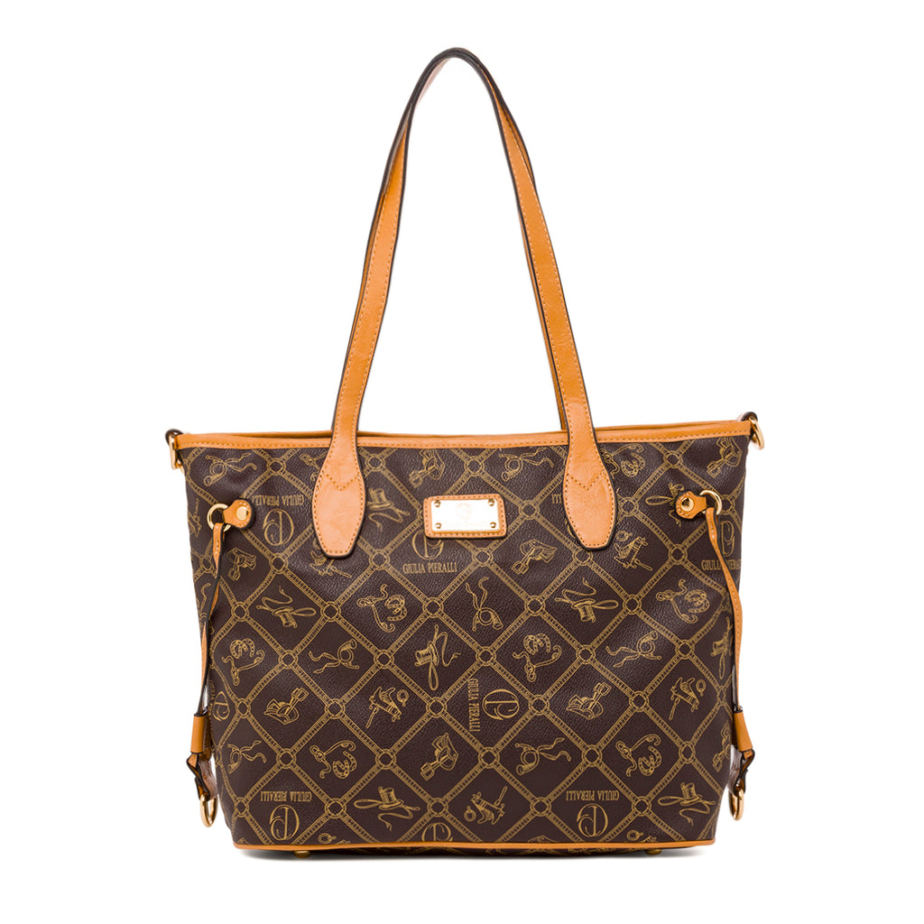 Borsa a spalla marrone da Donna con stampa All Over Giulia Pieralli