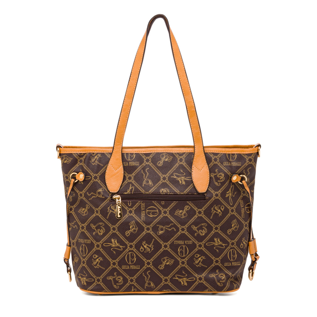 Borsa a spalla marrone da Donna con stampa All Over Giulia Pieralli