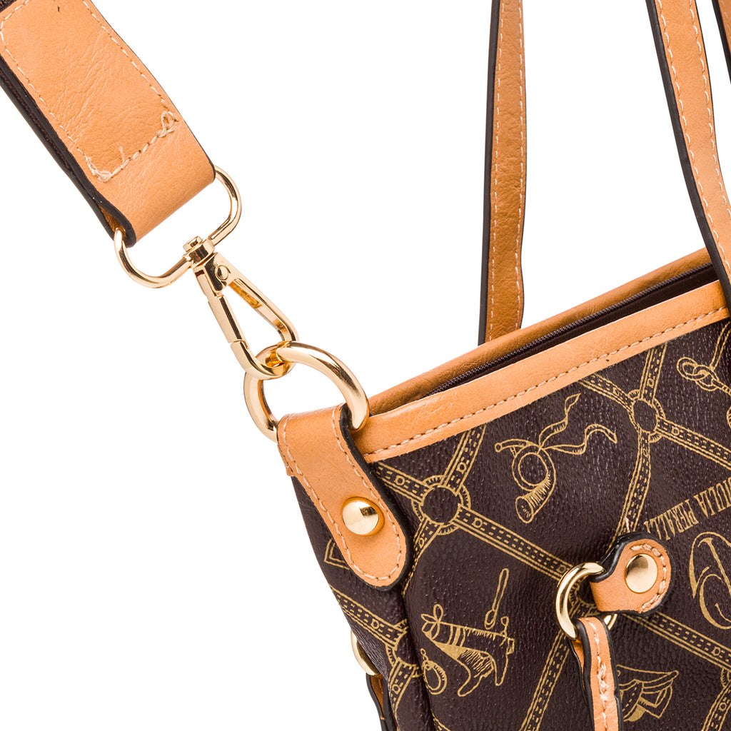 Borsa a spalla marrone da Donna con stampa All Over Giulia Pieralli