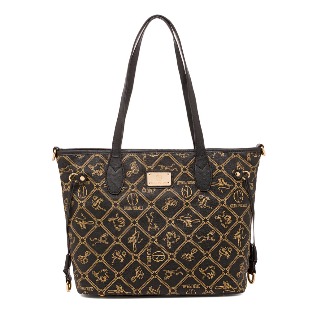 Borsa a spalla nera da Donna con stampa logo Giulia Pieralli