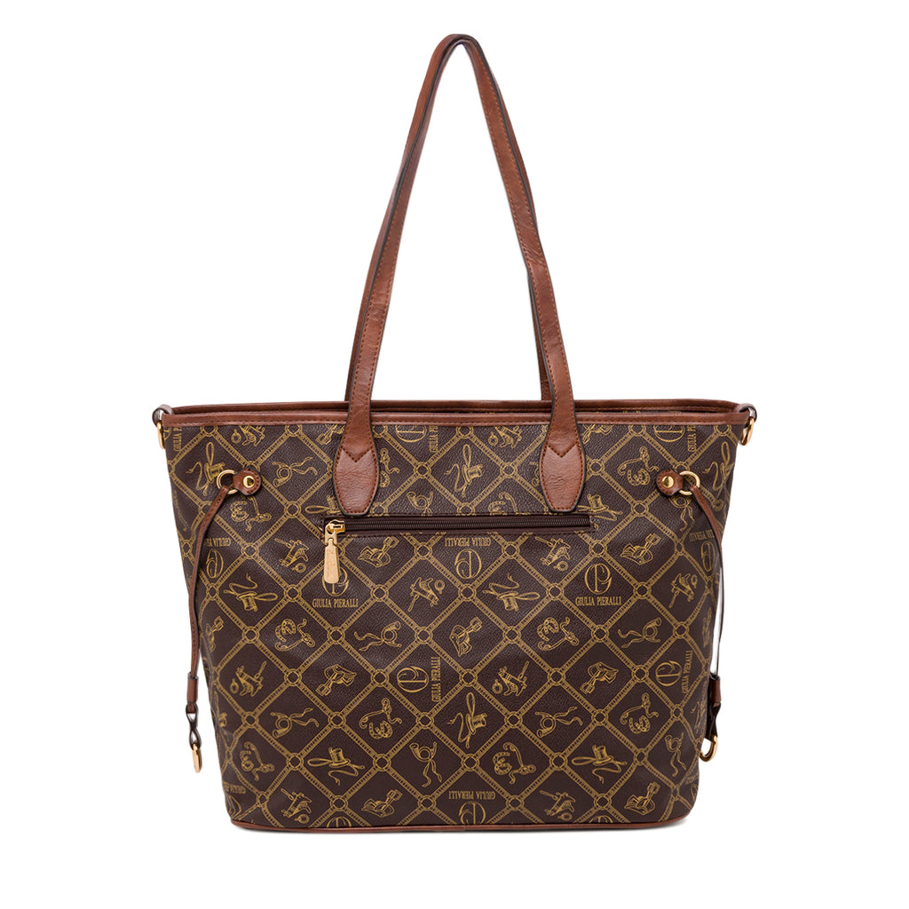 Borsa a spalla marrone da Donna con logo All Over Giulia Pieralli