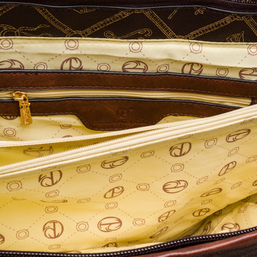 Borsa a spalla marrone da Donna con logo All Over Giulia Pieralli