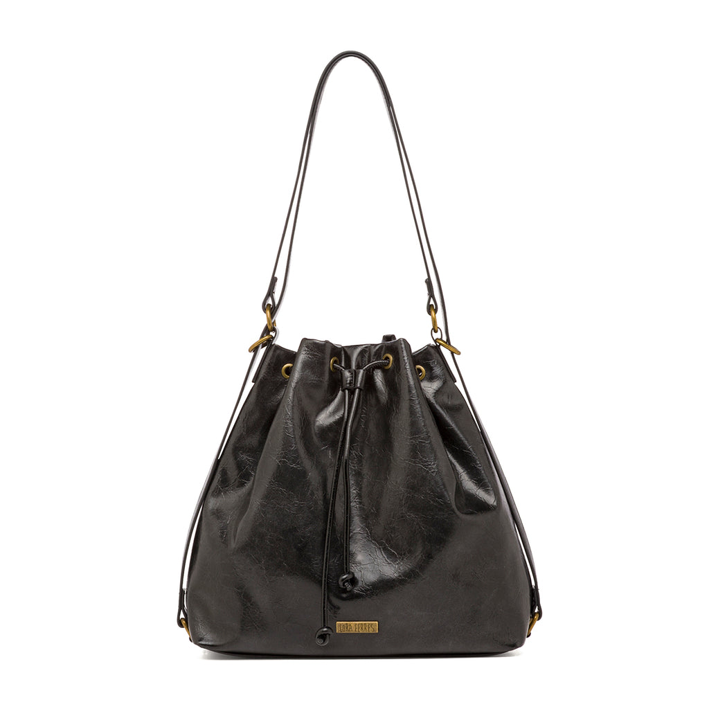 Borsa a secchiello nera da Donna Lora Ferres