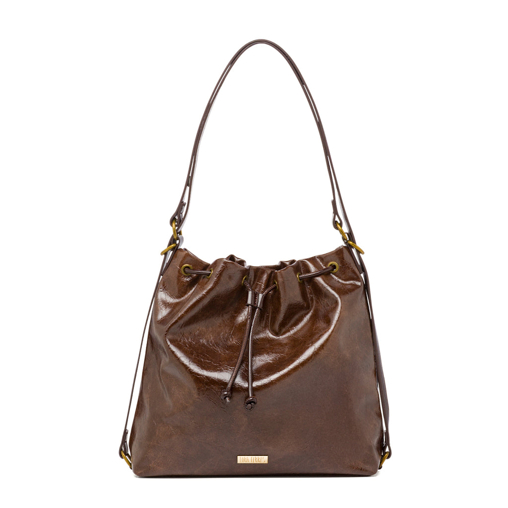 Borsa a secchiello marrone da Donna Lora Ferres