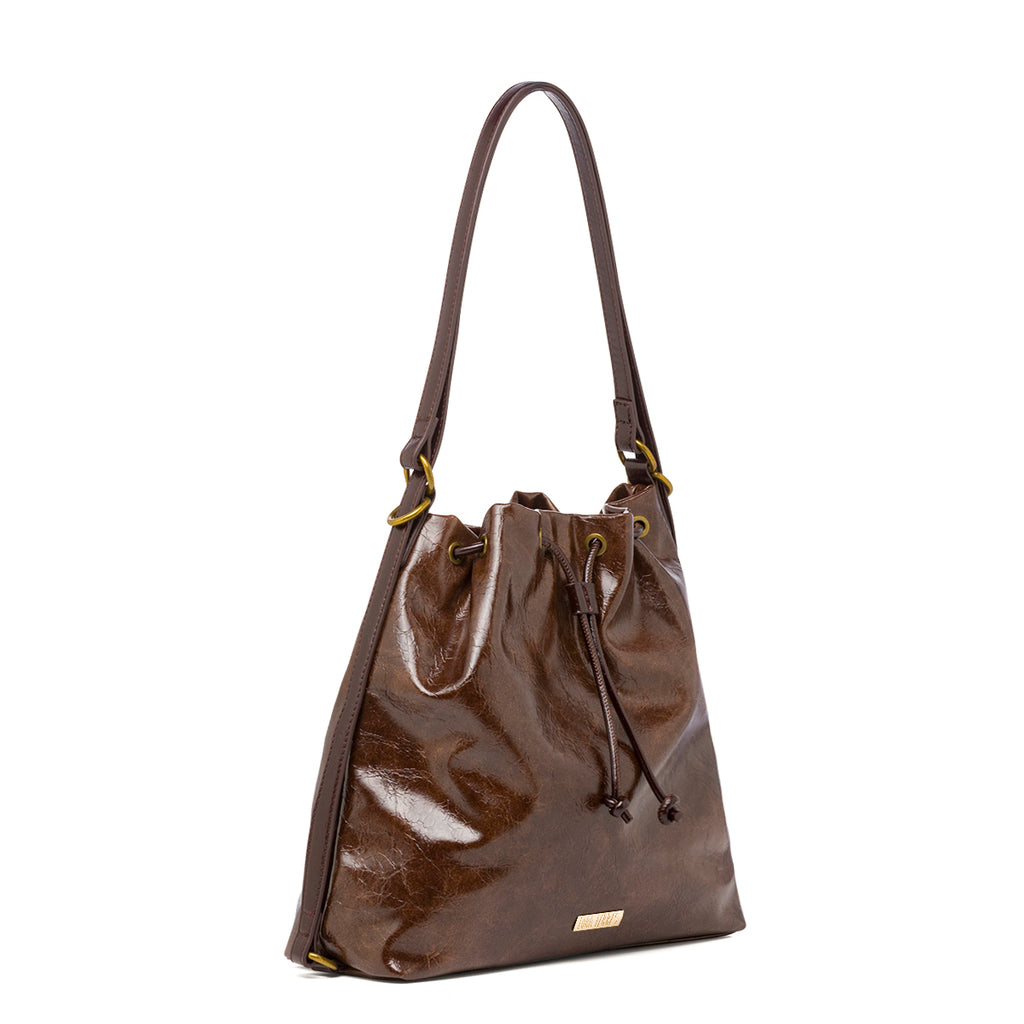 Borsa a secchiello marrone da Donna Lora Ferres