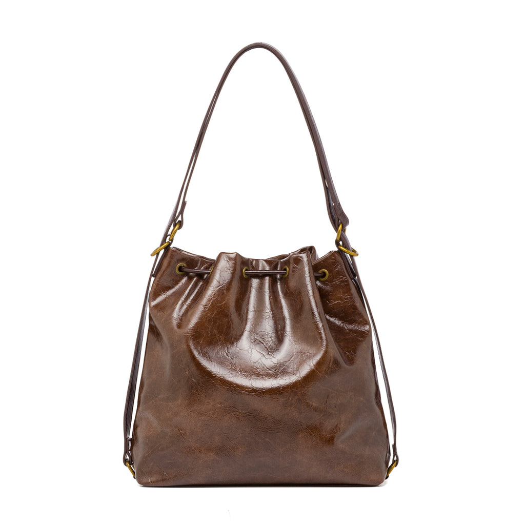 Borsa a secchiello marrone da Donna Lora Ferres