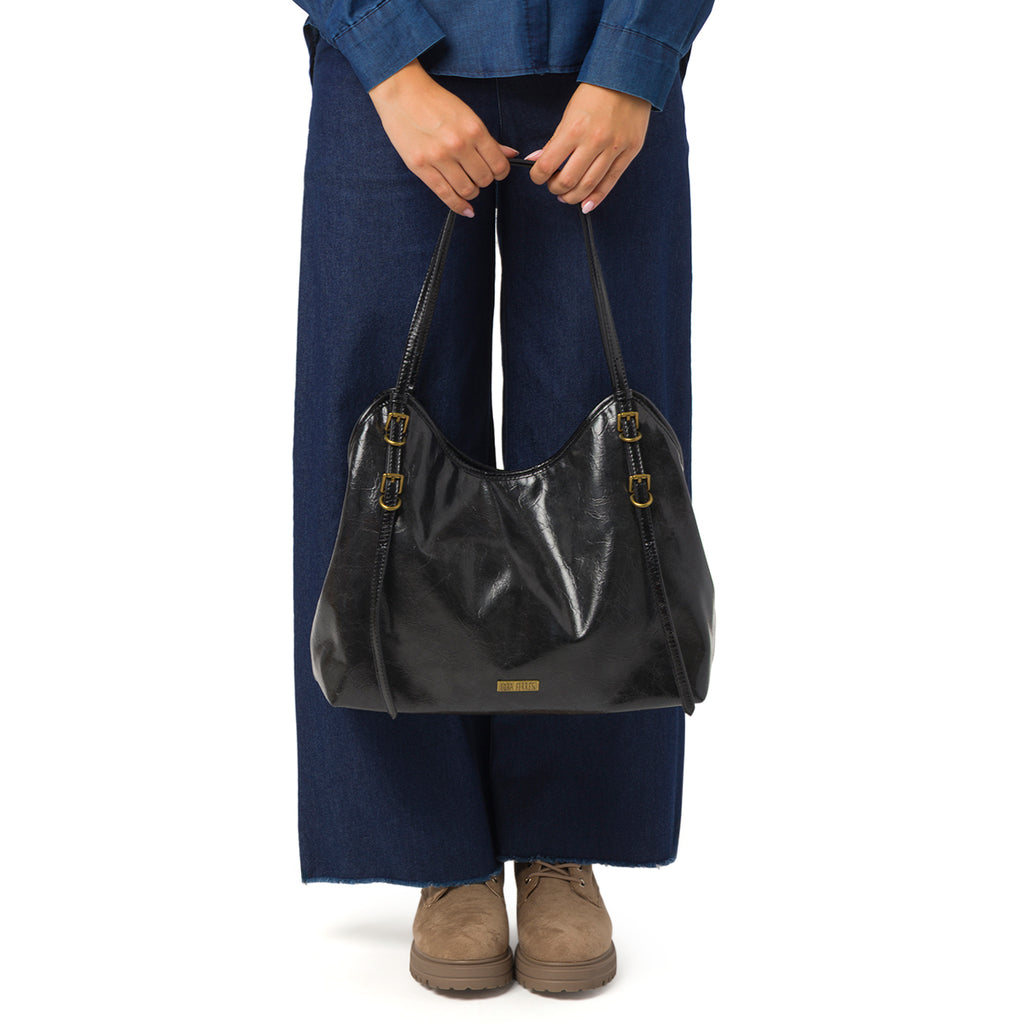 Borsa a spalla nera da Donna con logo Lora Ferres