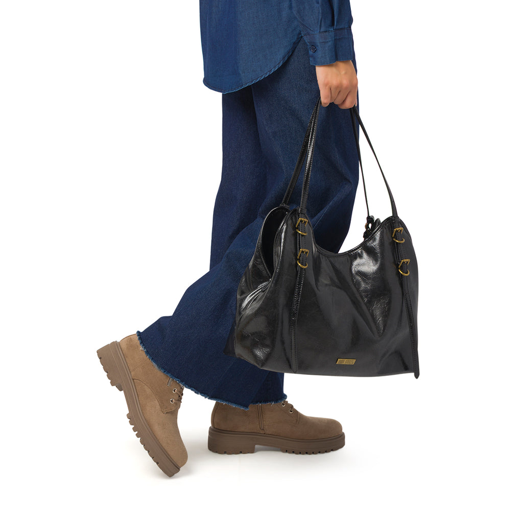 Borsa a spalla nera da Donna con logo Lora Ferres