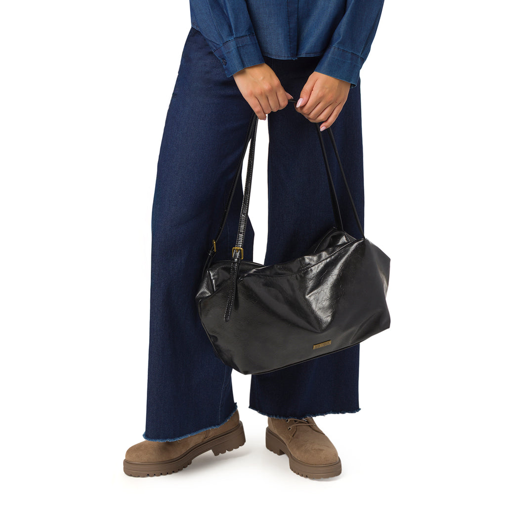 Borsa a spalla nera da Donna con logo Lora Ferres