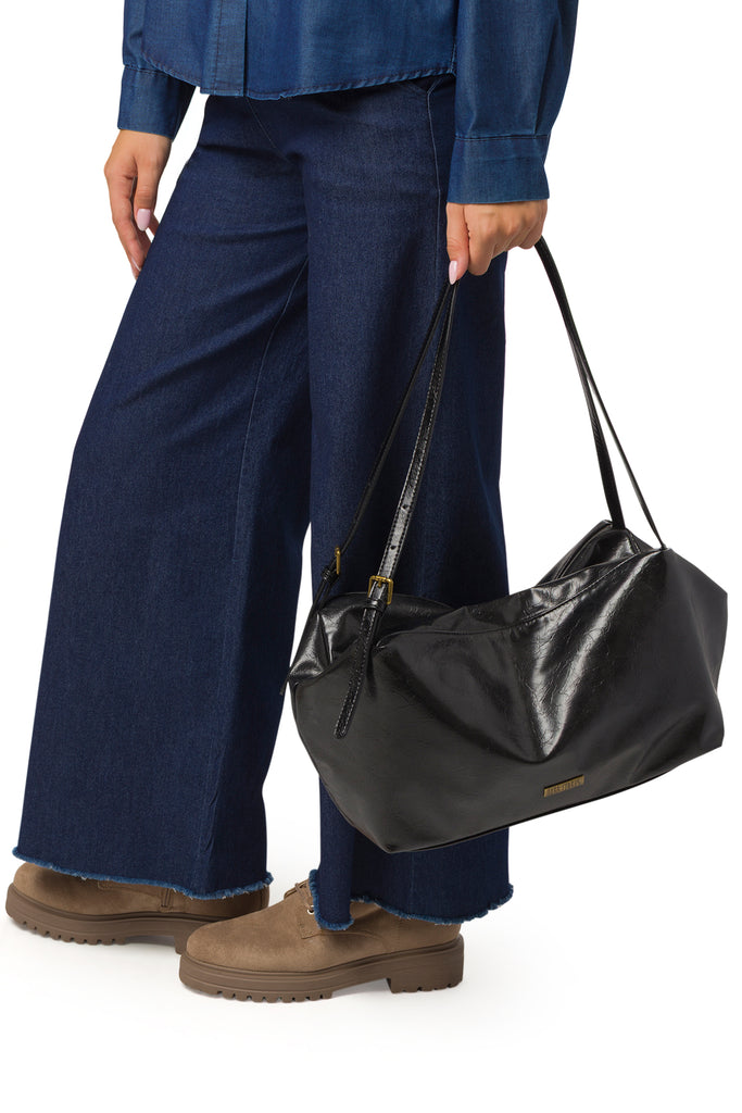 Borsa a spalla nera da Donna con logo Lora Ferres