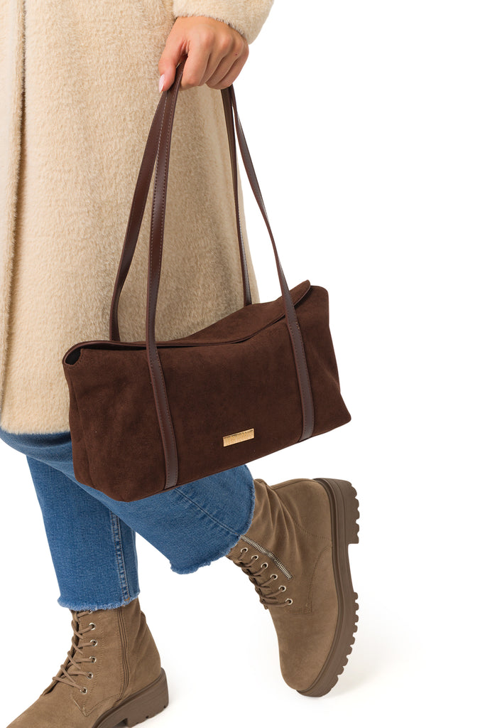 Borsa a spalla marrone da Donna in camoscio Lora Ferres