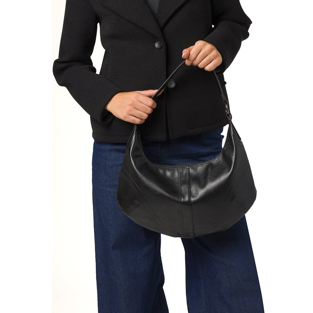 Borsa a mezzaluna nera da Donna Lora Ferres