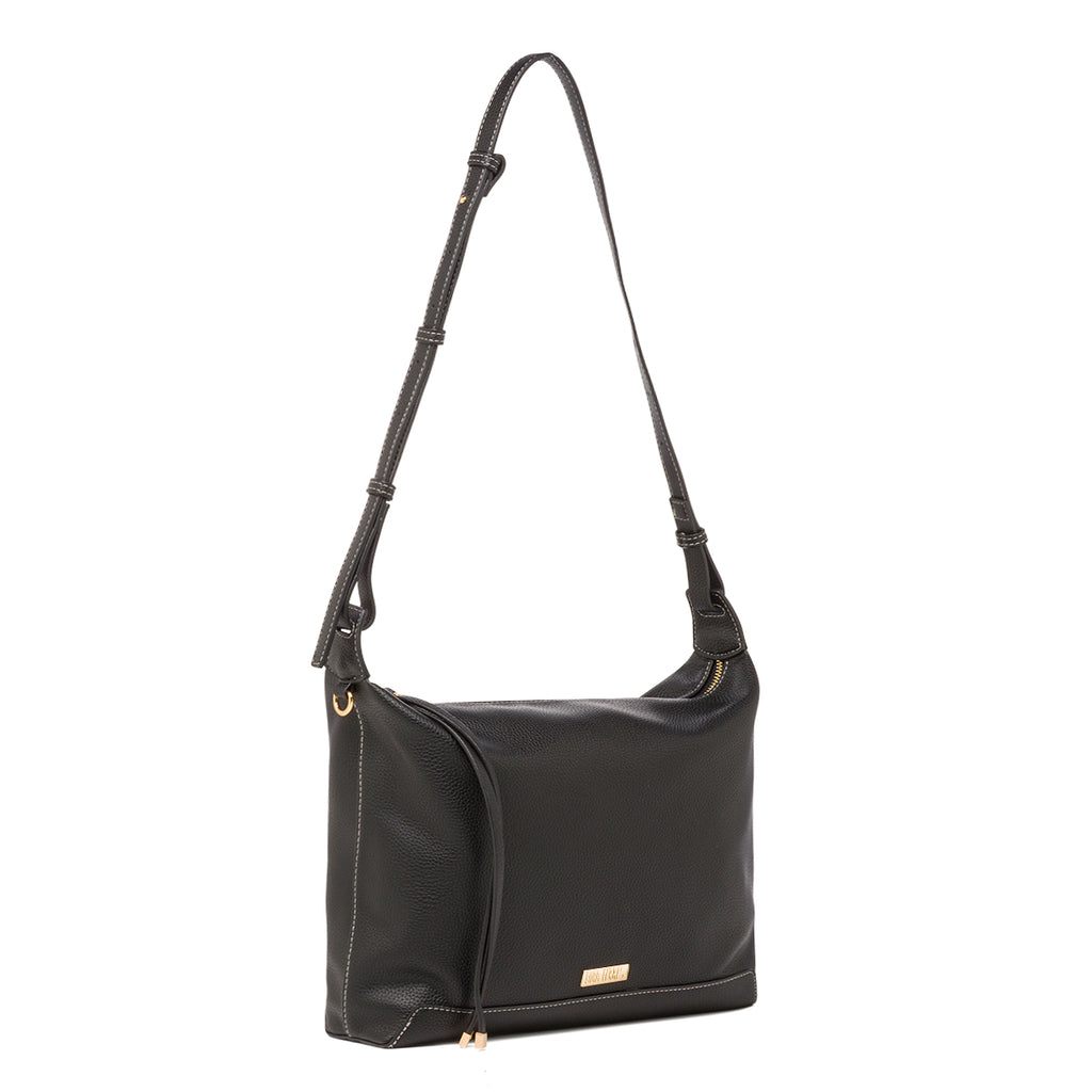 Borsa a spalla nera da Donna con cuciture a vista Lora Ferres