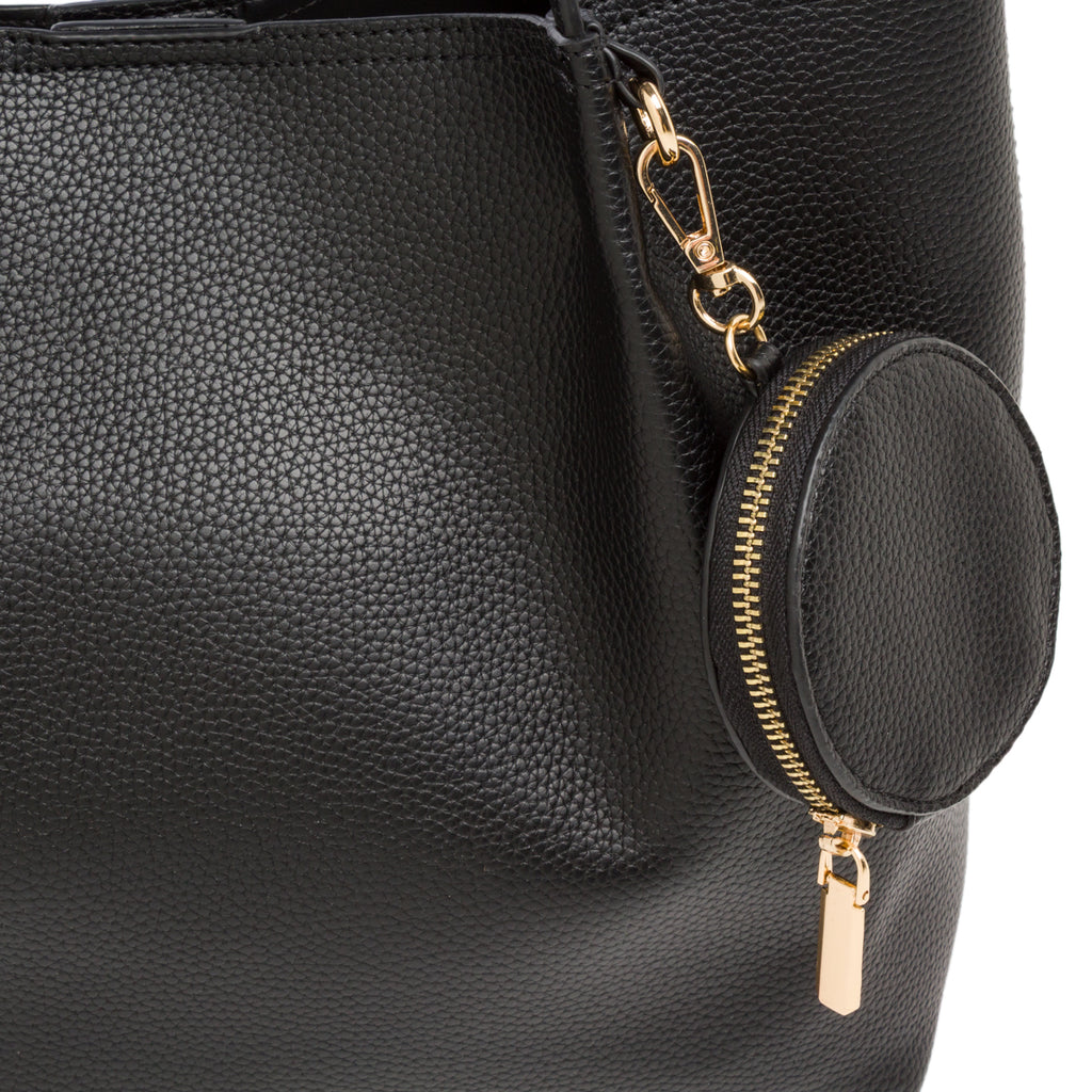 Borsa a Spalla da Donna Nera con Pochette Rimovibile Lora Ferres