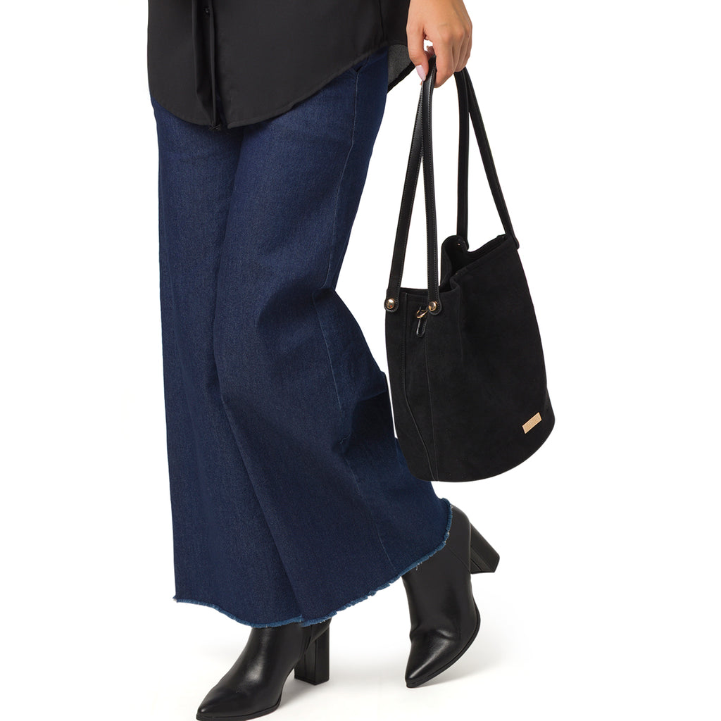 Borsa a secchiello nera da Donna con logo Lora Ferres