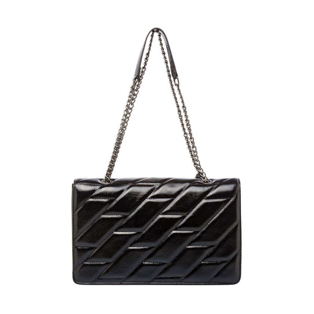 Borsa a Spalla nera da Donna con Trama a Rombi Lora Ferres