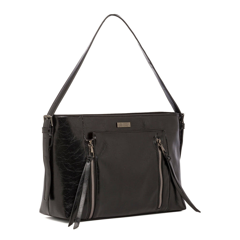 Borsa a spalla nera da Donna con zip Lora Ferres