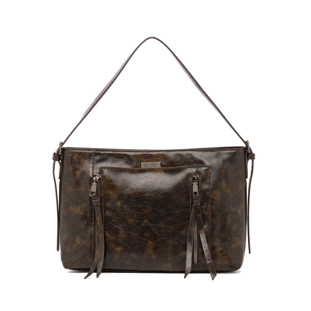 Borsa a tracolla marrone da Donna con dettagli zip Lora Ferres