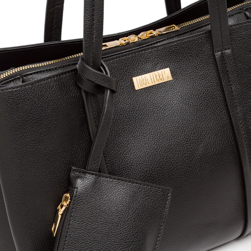 Borsa a Spalla da Donna Nera con Doppio Manico Lora Ferres