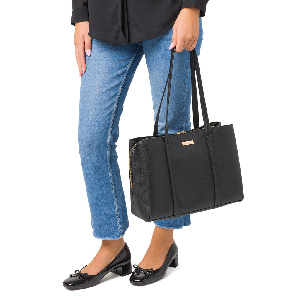 Borsa a Spalla da Donna Nera con Doppio Manico Lora Ferres