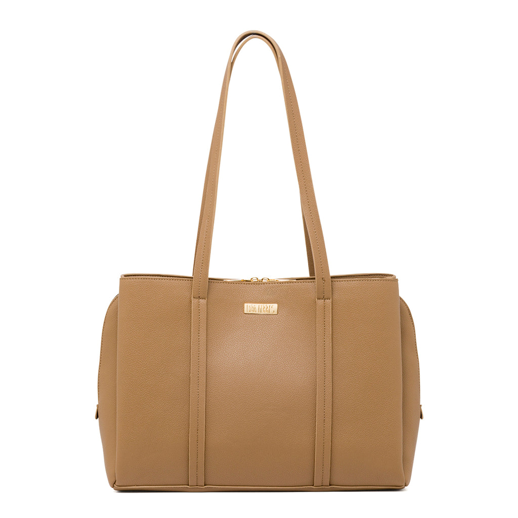 Borsa a Spalla da Donna Taupe  con Doppio Manico Lora Ferres