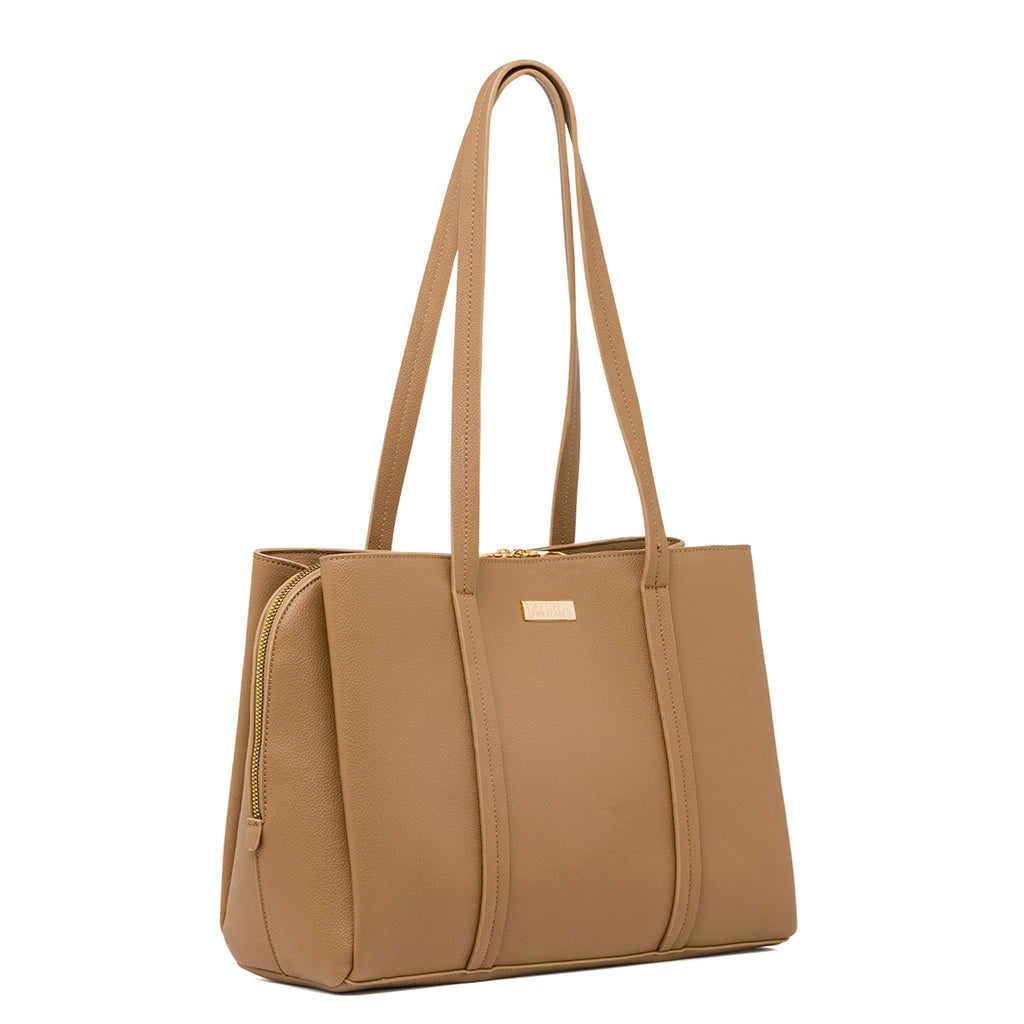 Borsa a Spalla da Donna Taupe  con Doppio Manico Lora Ferres